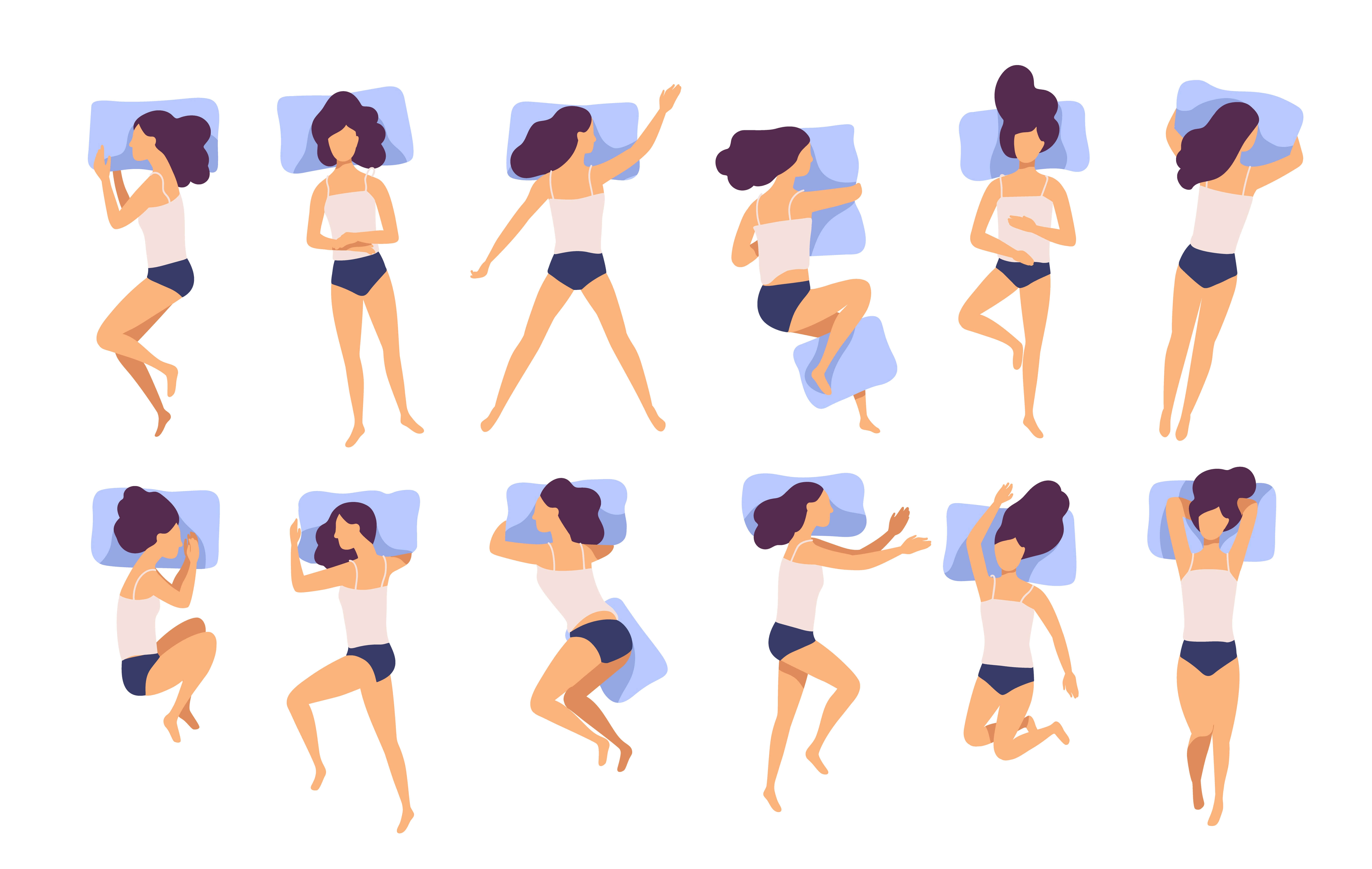 Collection of different sleeping positions
